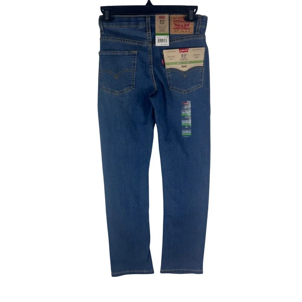 Levis 511‎ Slim Boys Jeans Size 12 Reg 26x27 Medium Wash Adjustable Waist NEW